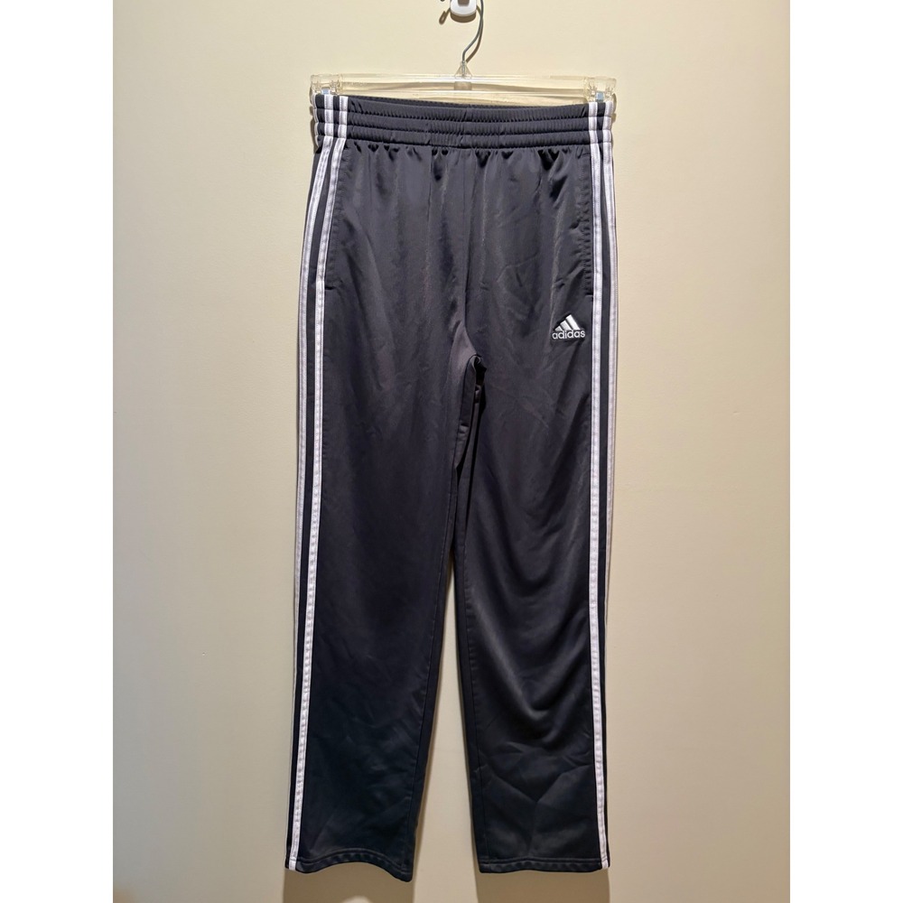Adidas Mens Track Pants Gray White Stripe Athletic Training Joggers Large 14/16